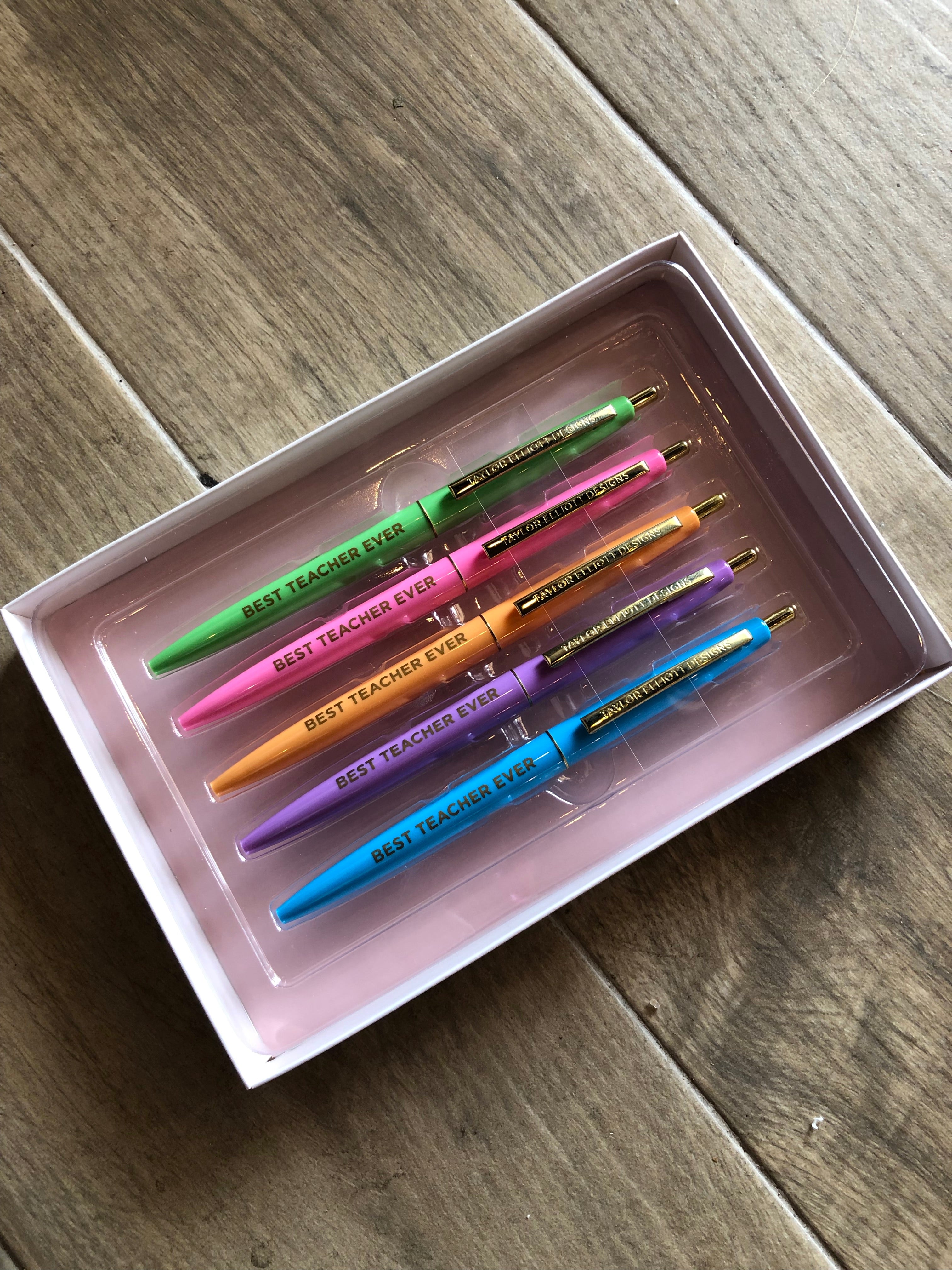 TAYLOR ELLIOTT 5pc BEST TEACHER EVER Pen Set