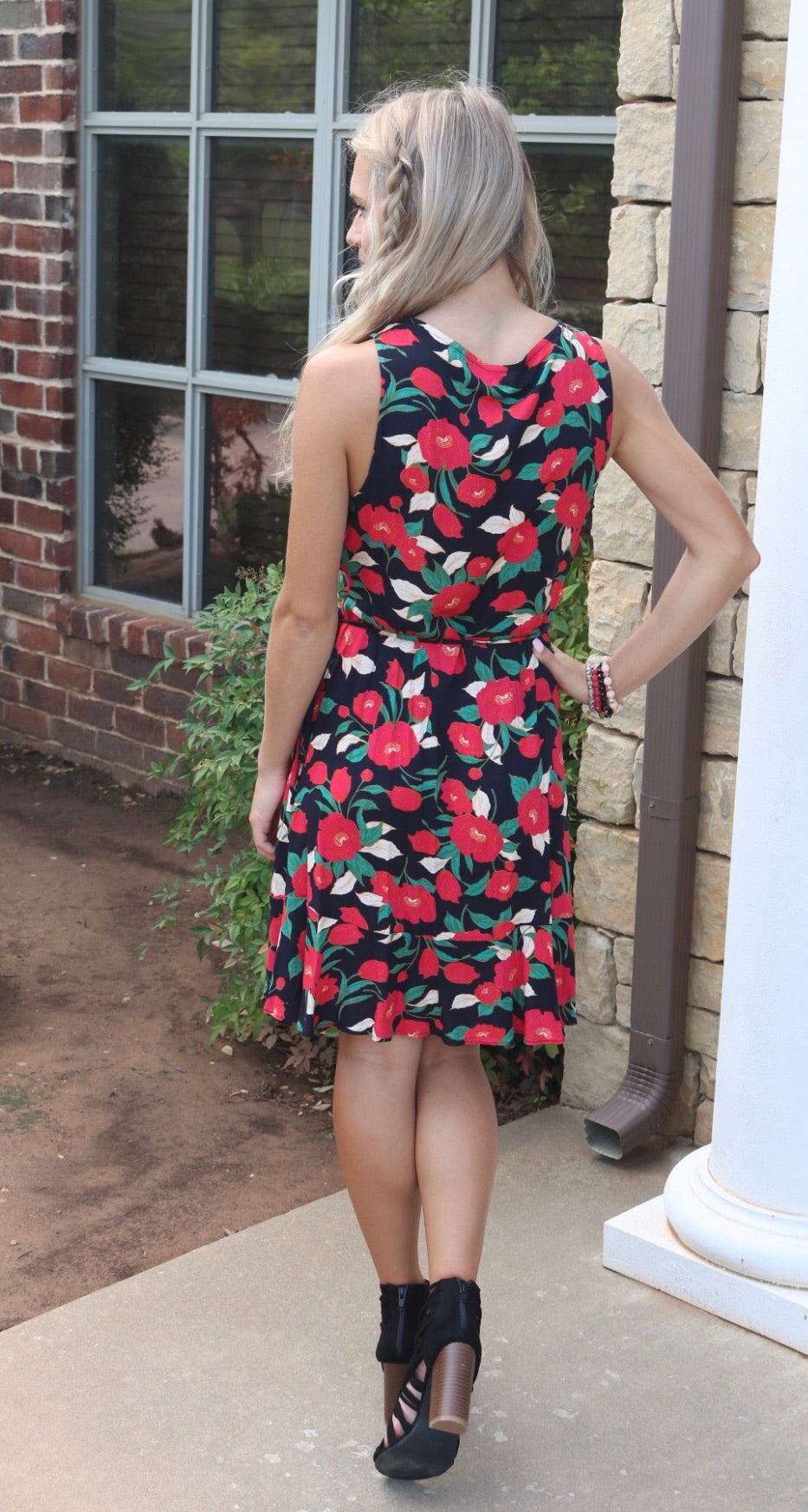 LUSH Floral WHIMSY RuffleWrap TieWaist Woven Dress