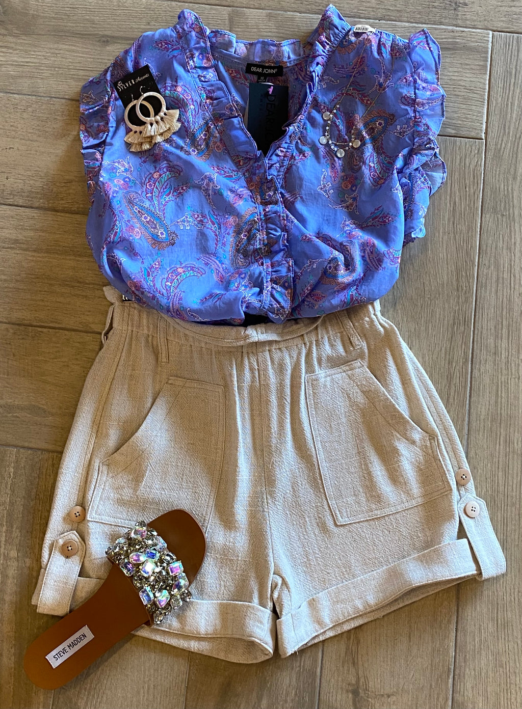 DEAR JOHN Paisley Print ELLIE Ruffled ButtonDown Top