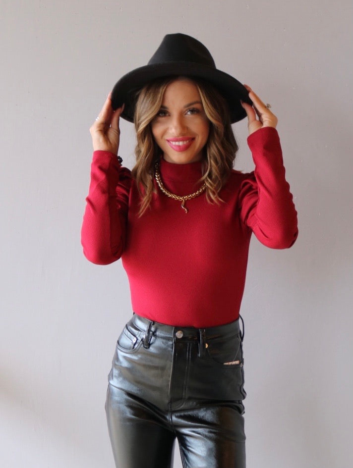 EXPO PuffSleeve MockNeck Bodysuit