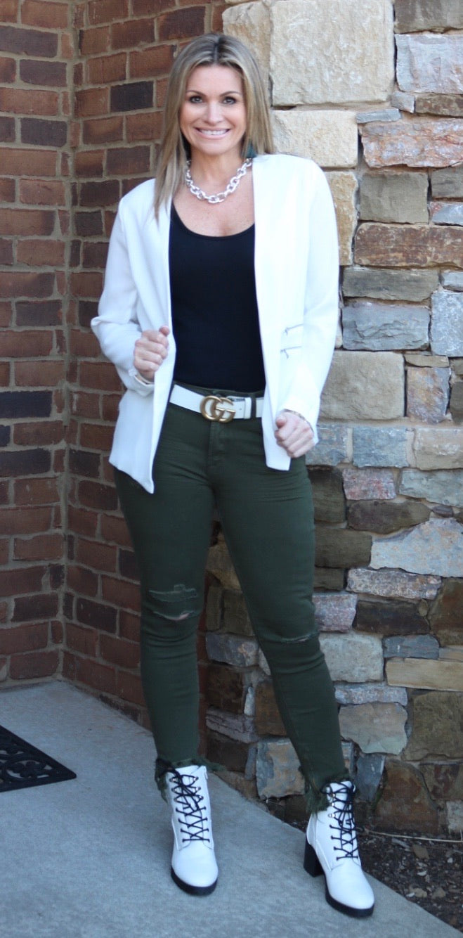 ENDANGER Zipper Detail Blazer Jacket