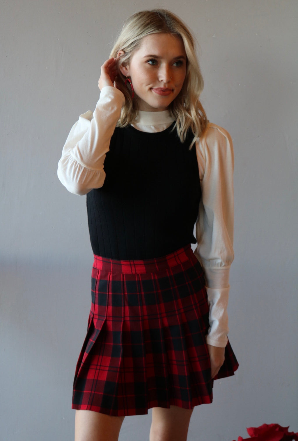 LoveTree! EMILY Plaid Pleated Skirt