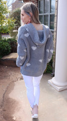 XOXO Heart Print Berber Hoodie Sweater