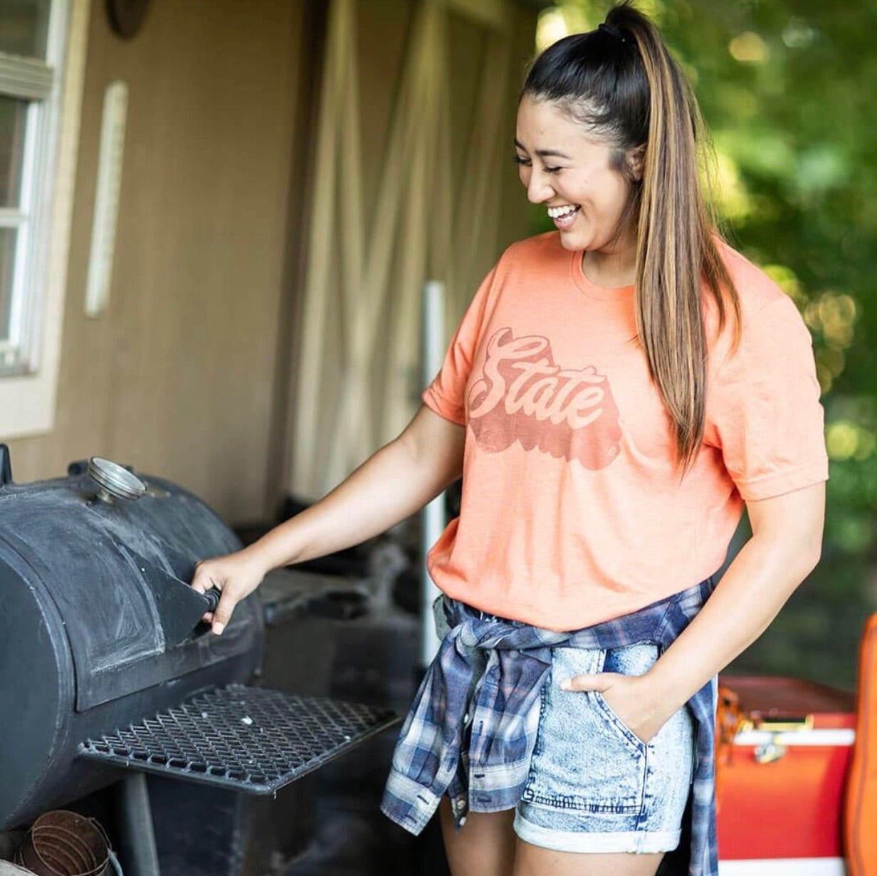 STATE Script SuperSoft CrewNeck Tee Top