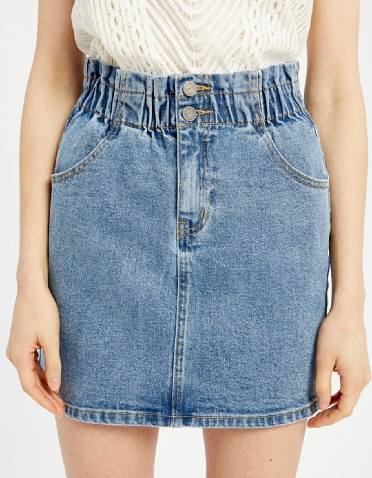 WISHLIST Gathered VICTORIOUS HiWast Denim Skirt