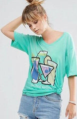 WILDFOX COUTURE Mint Chip TIME FOR ANOTHER V-Neck Tee