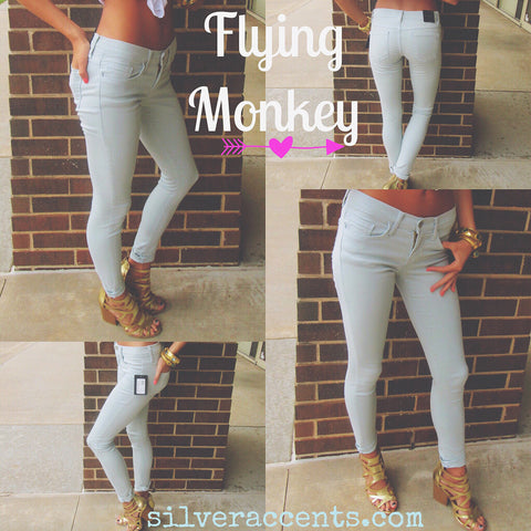 FLYING MONKEY Stretch SEMI-PRECIOUS Rollup Ankle Crop Skinny Jean