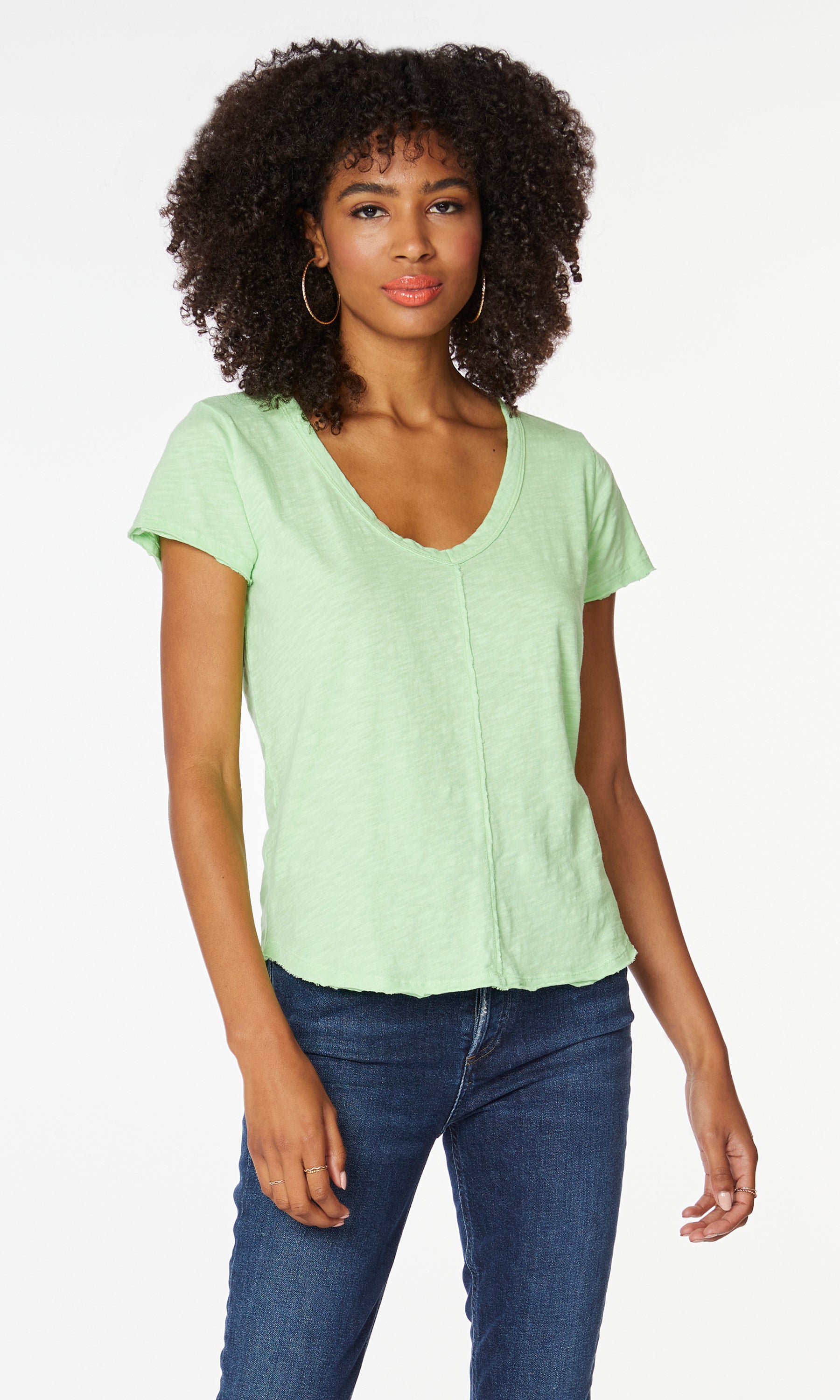 BOBI V-Neck EATON FrayHem SlubJersey Top