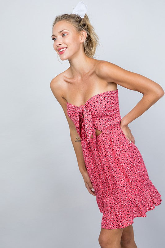 EARLY LIGHT StarPrint Strapless TieFront Dress