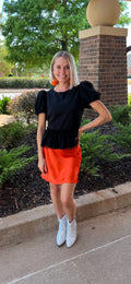 SMIRK Tulle Puff~Sleeve Ruffle Top