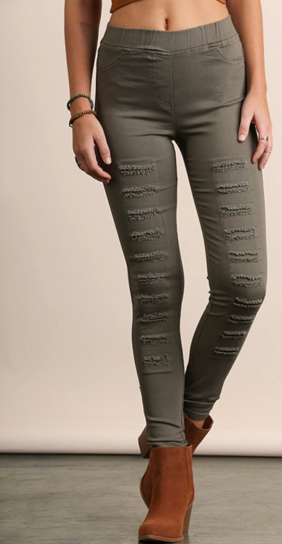 *Umgee KICKOFF High Waist Distressed Jeggings