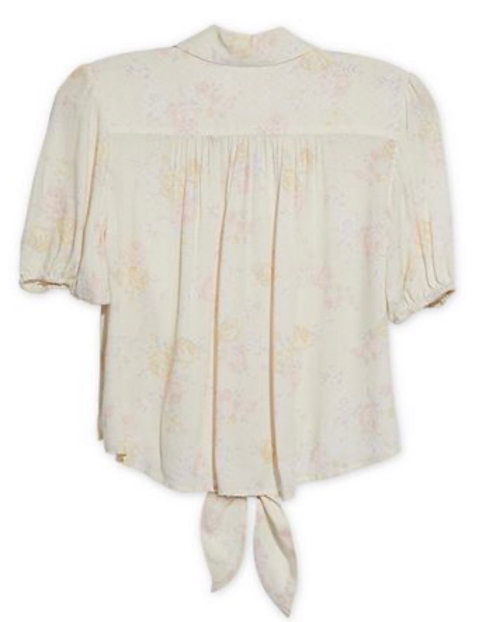 FREE PEOPLE Ivory CELIA Floral Print ButtonDown TieFront Top