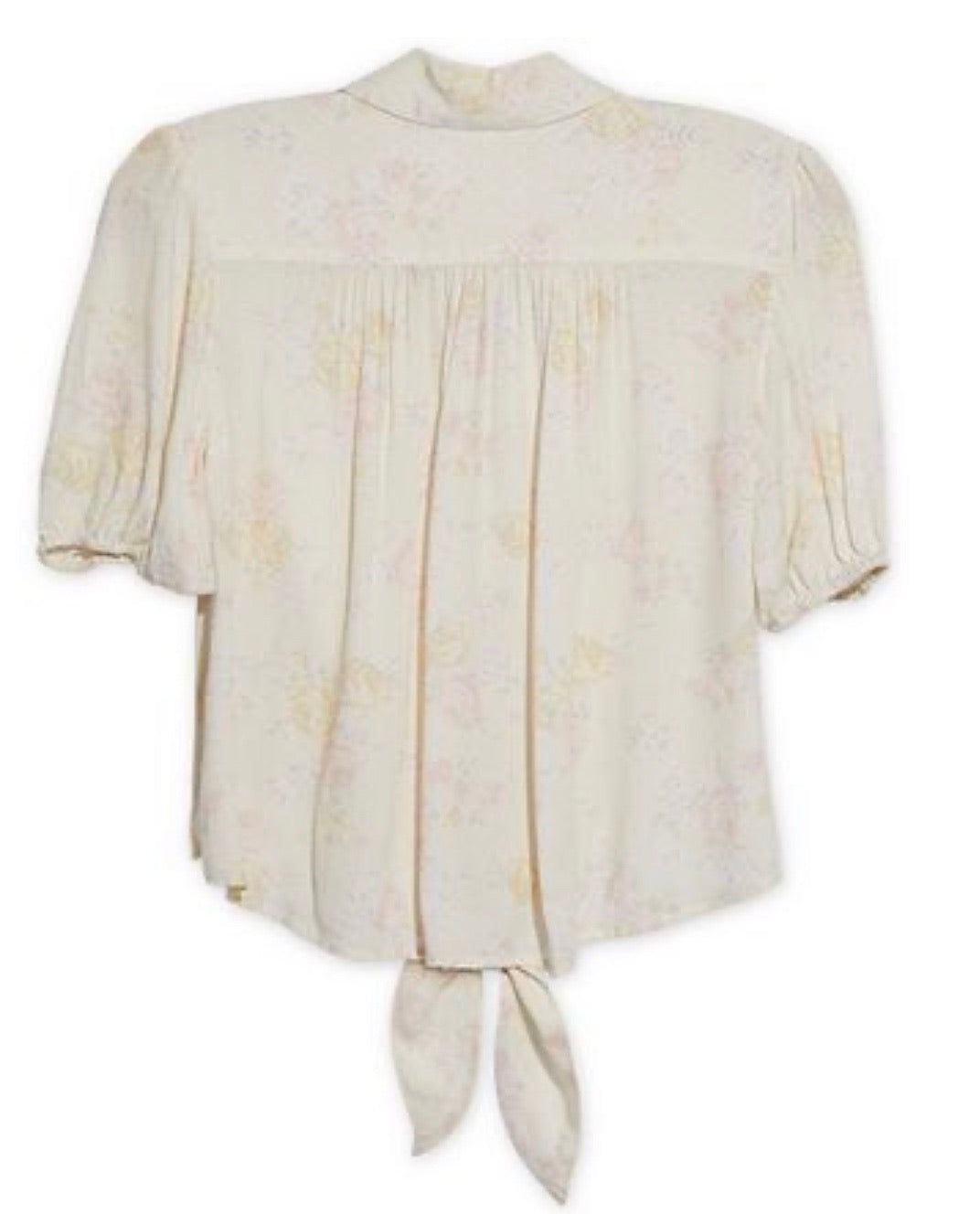 FREE PEOPLE Ivory CELIA Floral Print ButtonDown TieFront Top