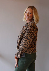 PRIMITIVE Leopard Crop FrayHem Denim Jacket