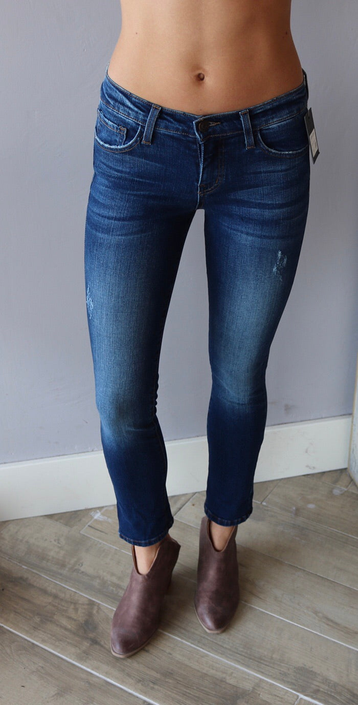 FLYING MONKEY HiRise JANEIRO BLUE Sanded Ankle Skinny Jean