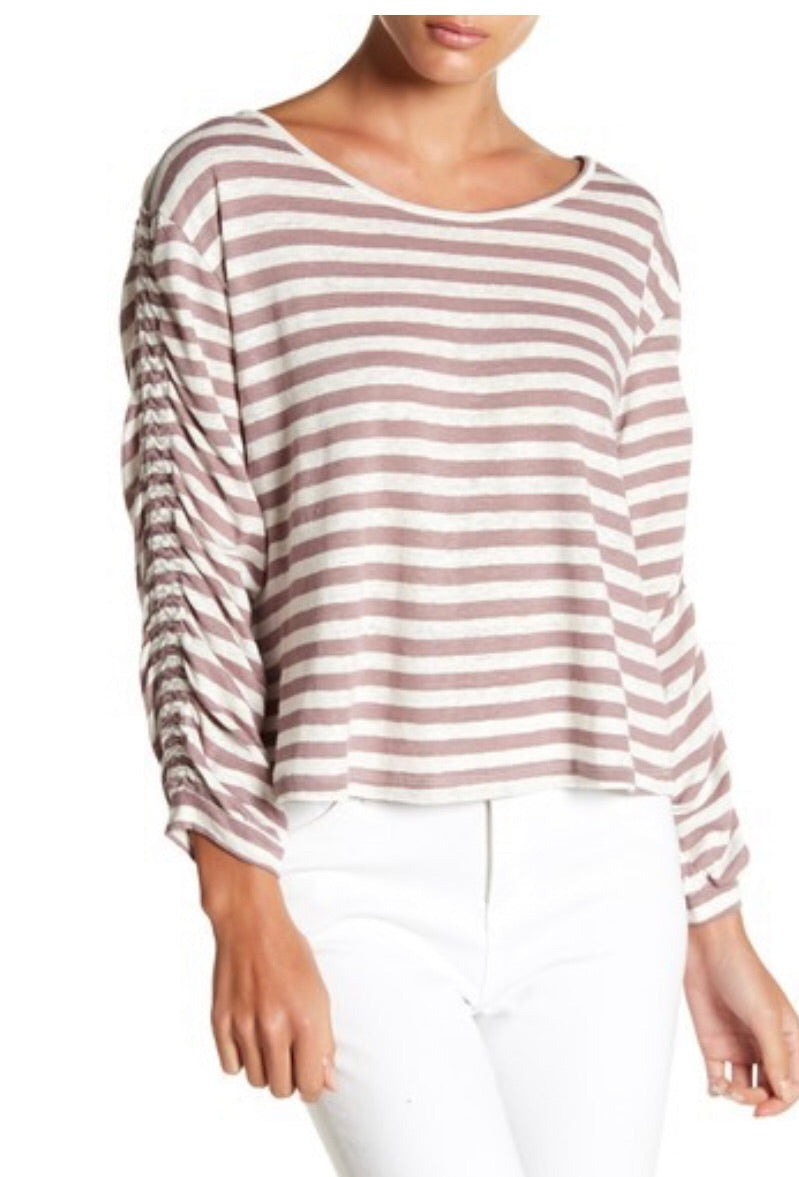 TIDAL Striped Sidetie Boat Neck Top