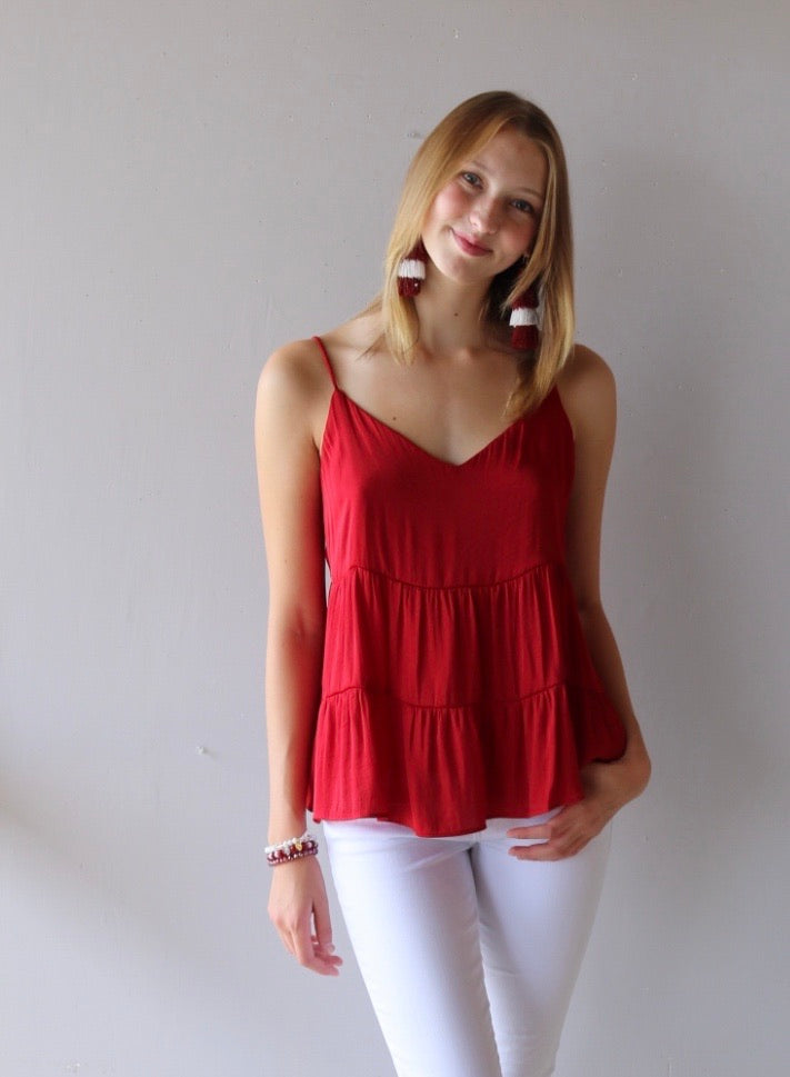 NAKED ZEBRA PROSPER Tiered Cami MatteSatin Tank Top