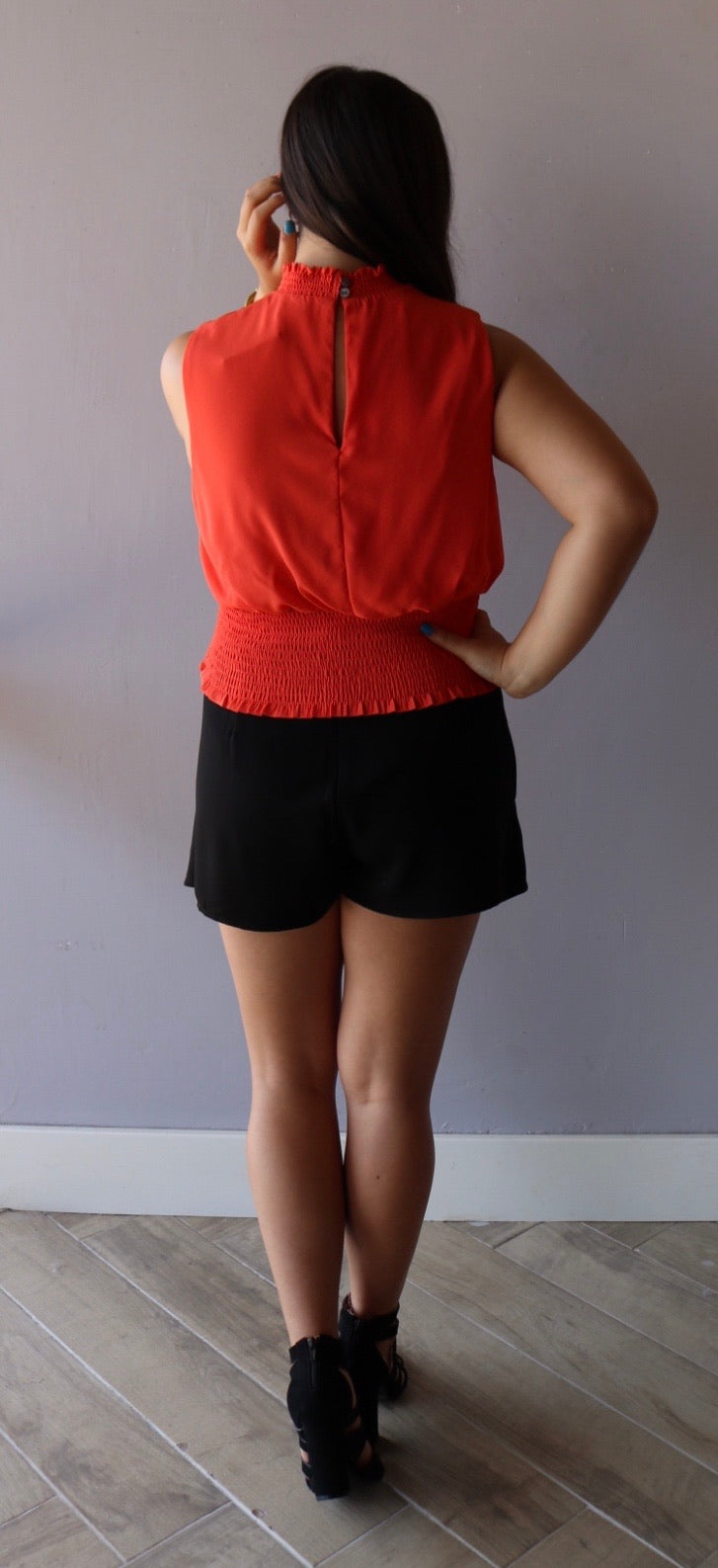 She&Sky RESPECT Sleeveless Mock Neck SmockBottom Top