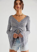 FREE PEOPLE Tie/Rouche Front ZINNIA BellSleeve Top