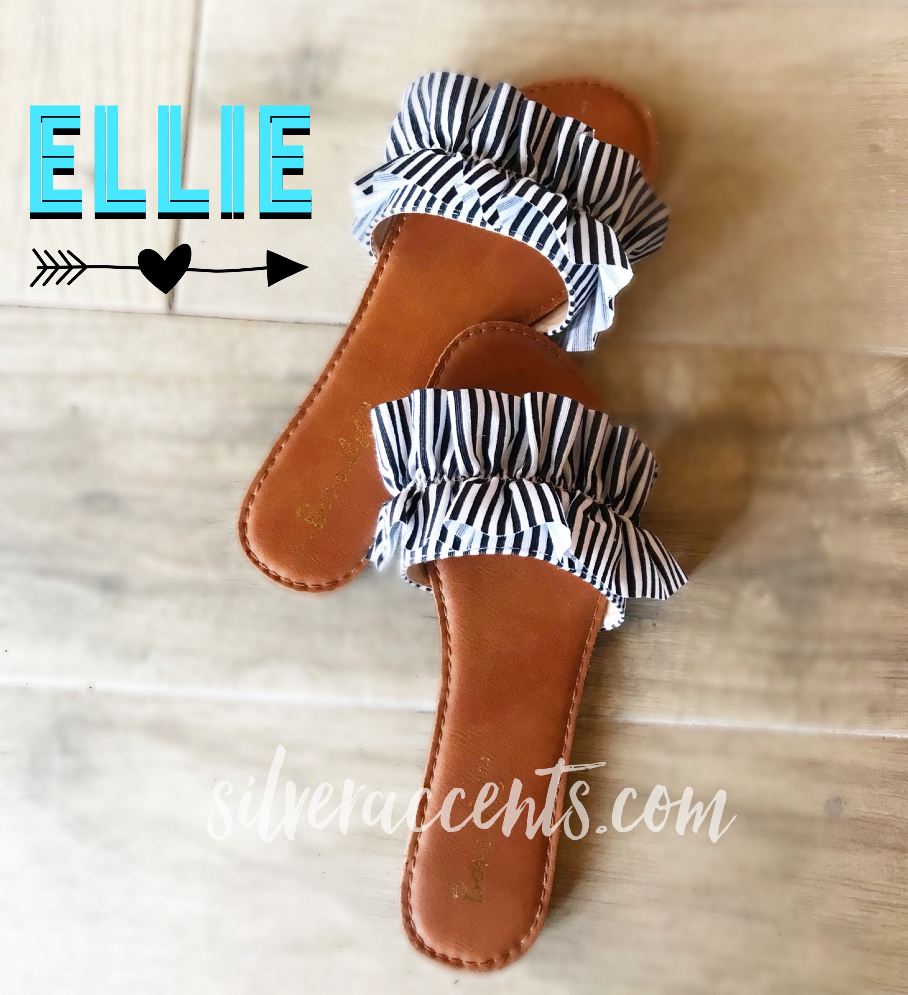 ELLIE Stripe Rouched Slide Sandal
