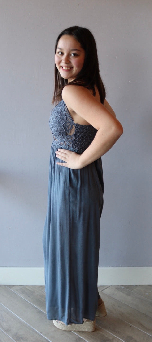 Umgee ADELLA CrochetLace Bust WideLeg Jumpsuit