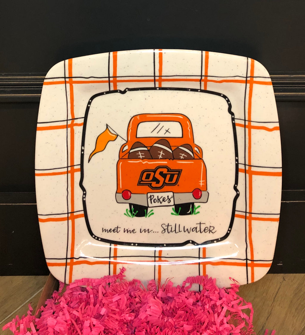 MAGNOLIA LANE Logo MEET ME Melamine Square Plate