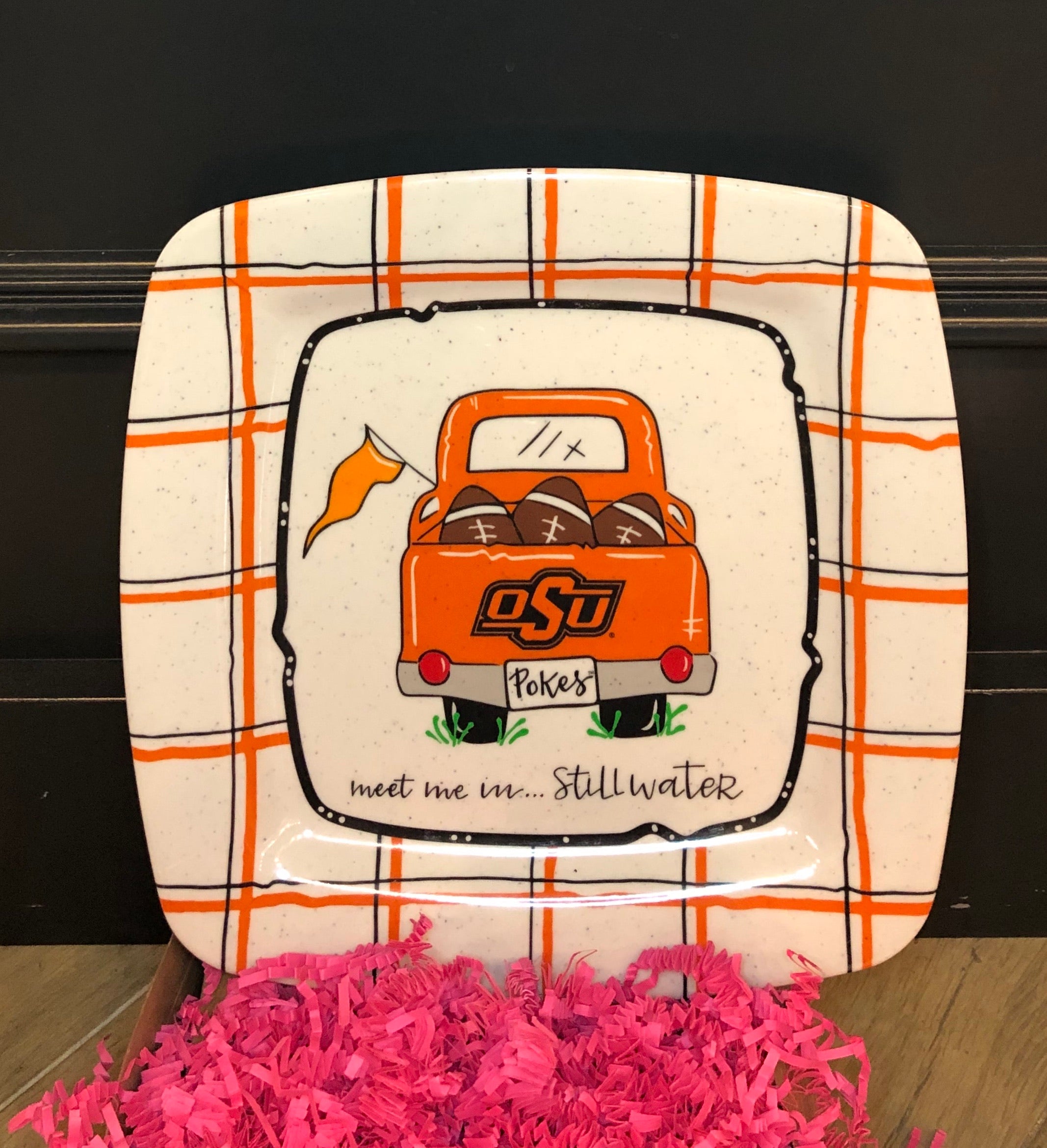 MAGNOLIA LANE Logo MEET ME Melamine Square Plate