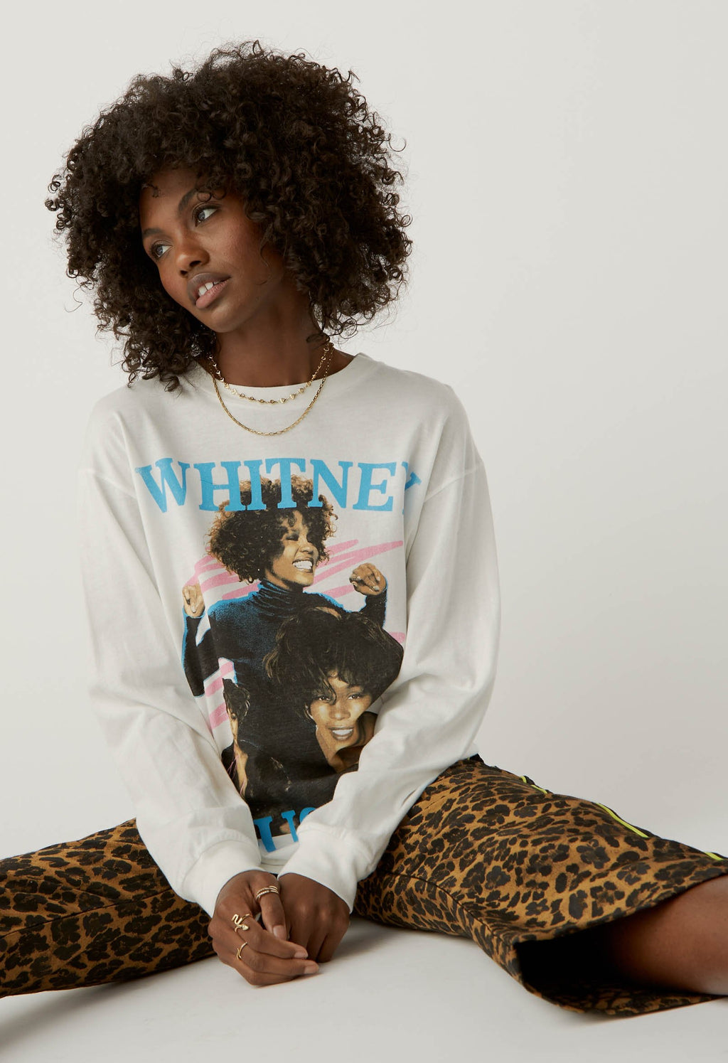 DAYDREAMER Dance With Somebody WHITNEY HOUSTON Long Sleeve Tee Top