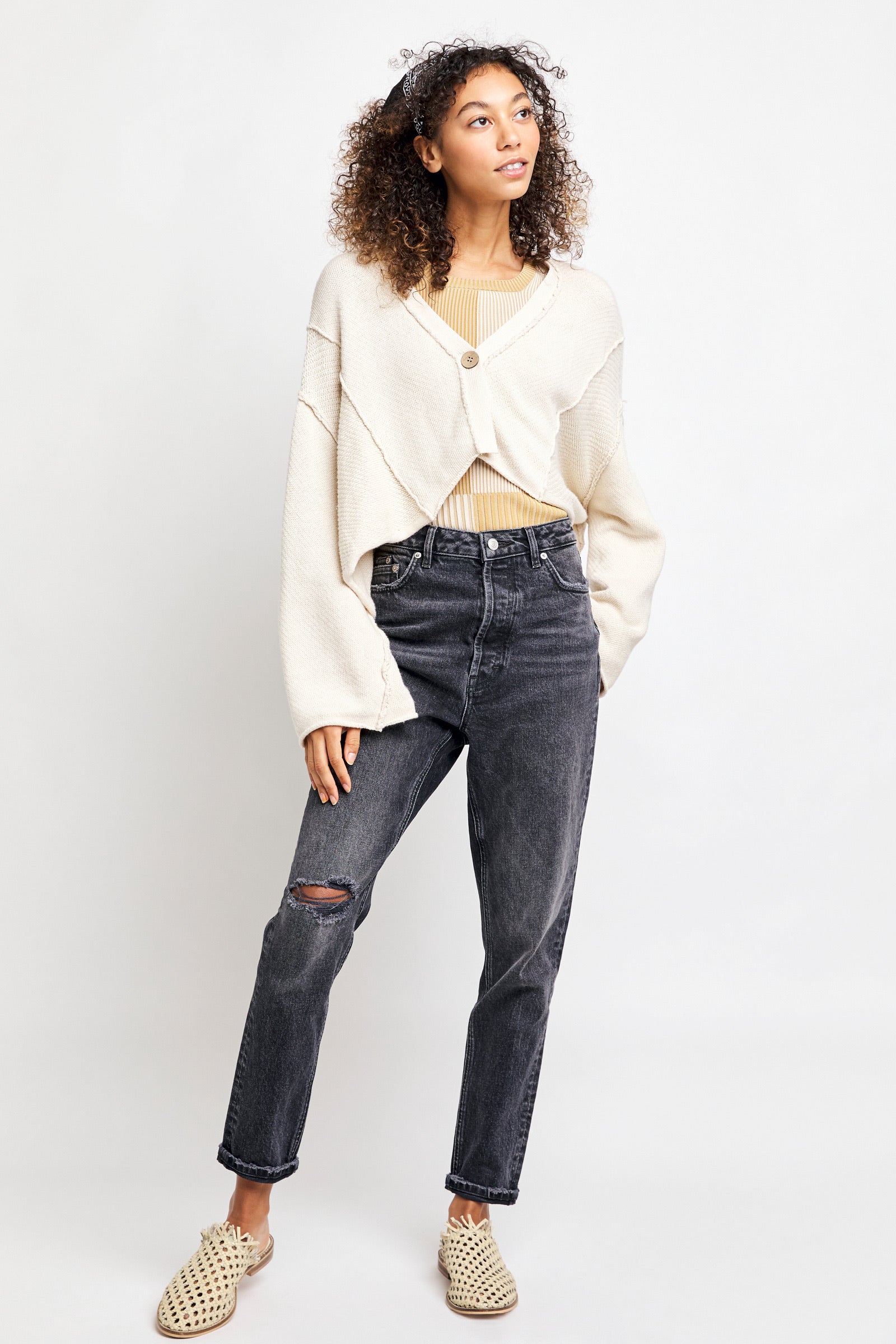 FREE PEOPLE One Button TERA Patch Cardigan Top