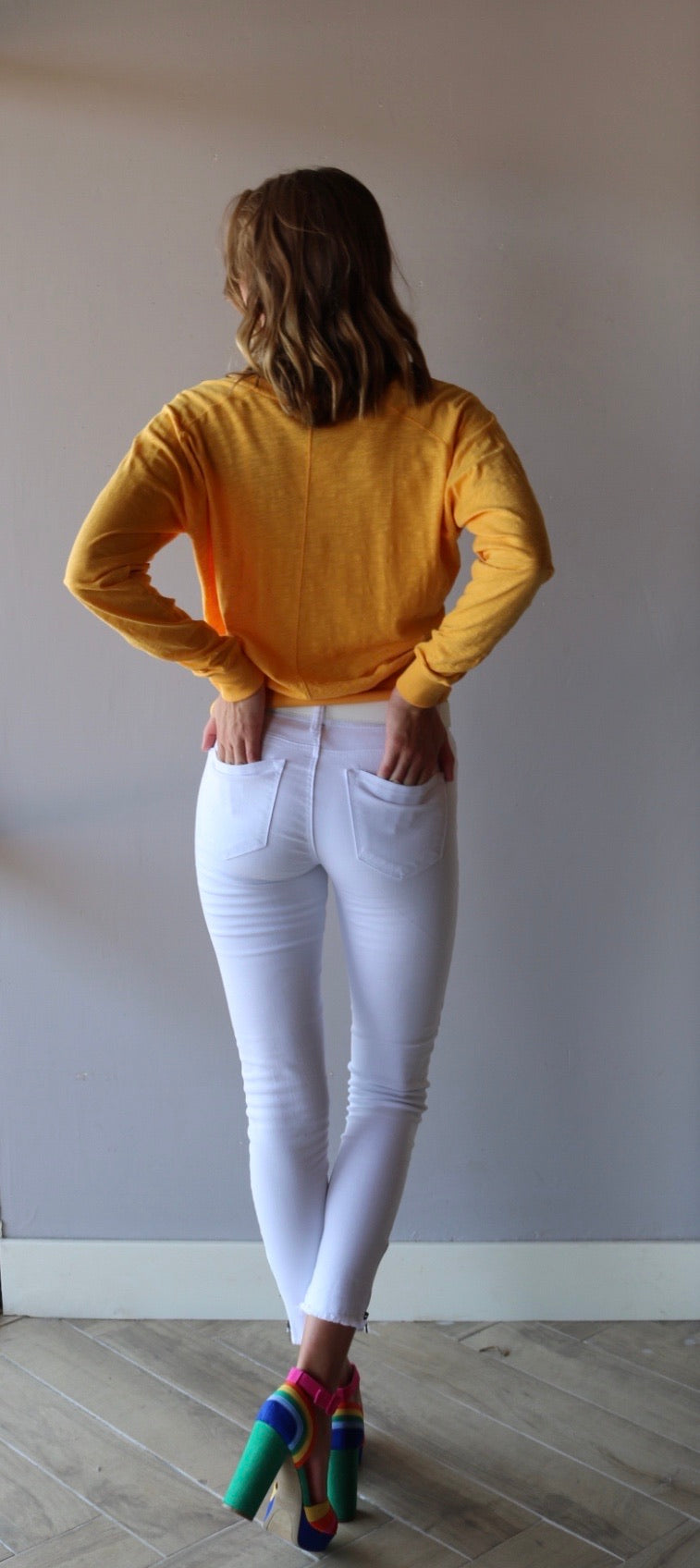 BOBI Slub Jersey ASSERT V-Neck WaistCrop Top