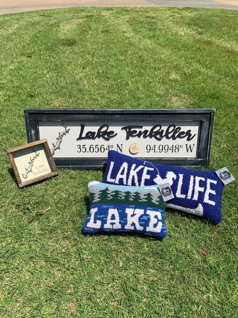 PH HandHooked Lake TreeLine Pillow