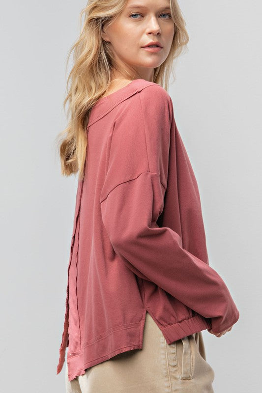 MASTERPIECE Boatneck Flyback Banded Top