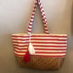 BEACH BOUND Striped Tote With Tassels