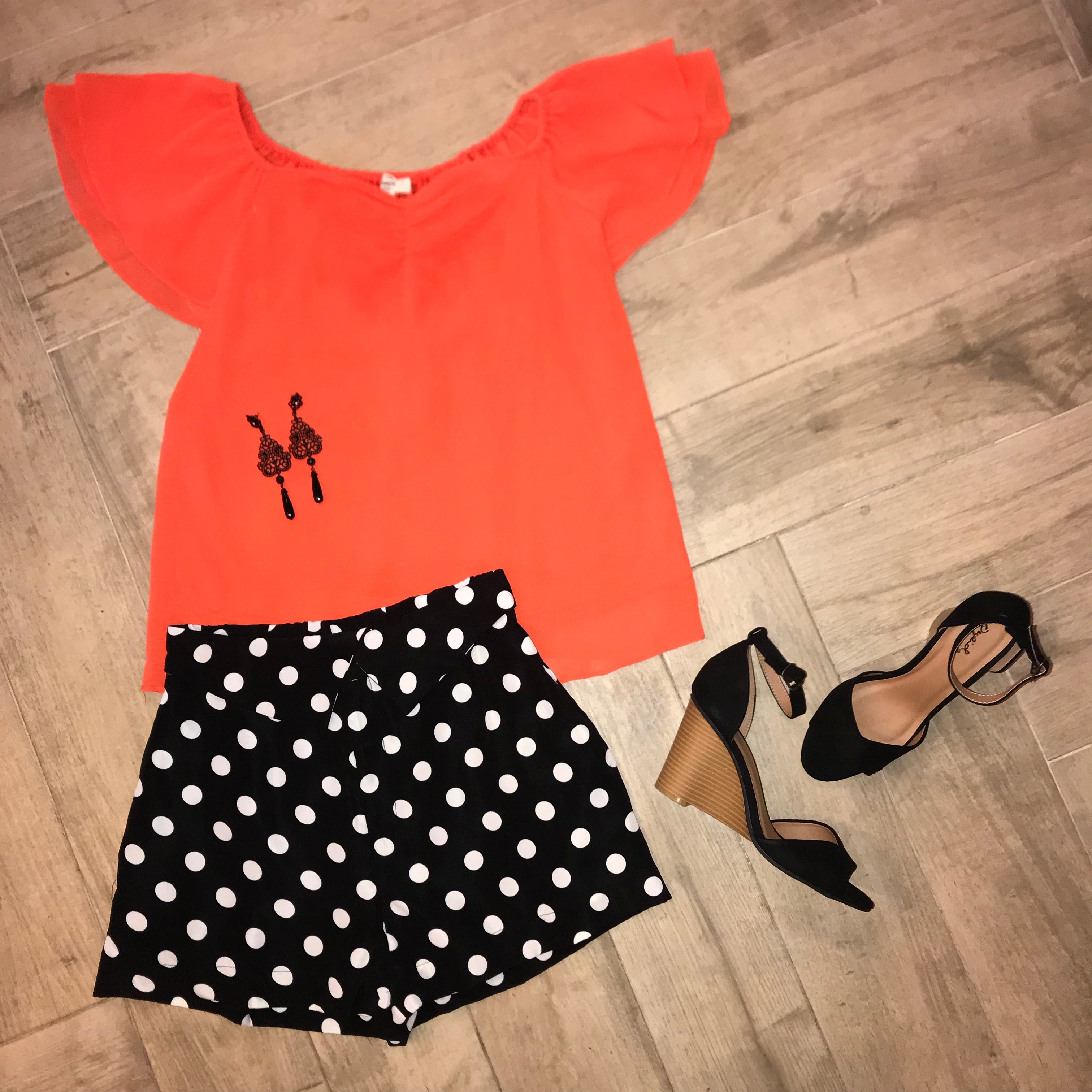 CONFETTI Polka Dot Hi Waist Fold Over Shorts