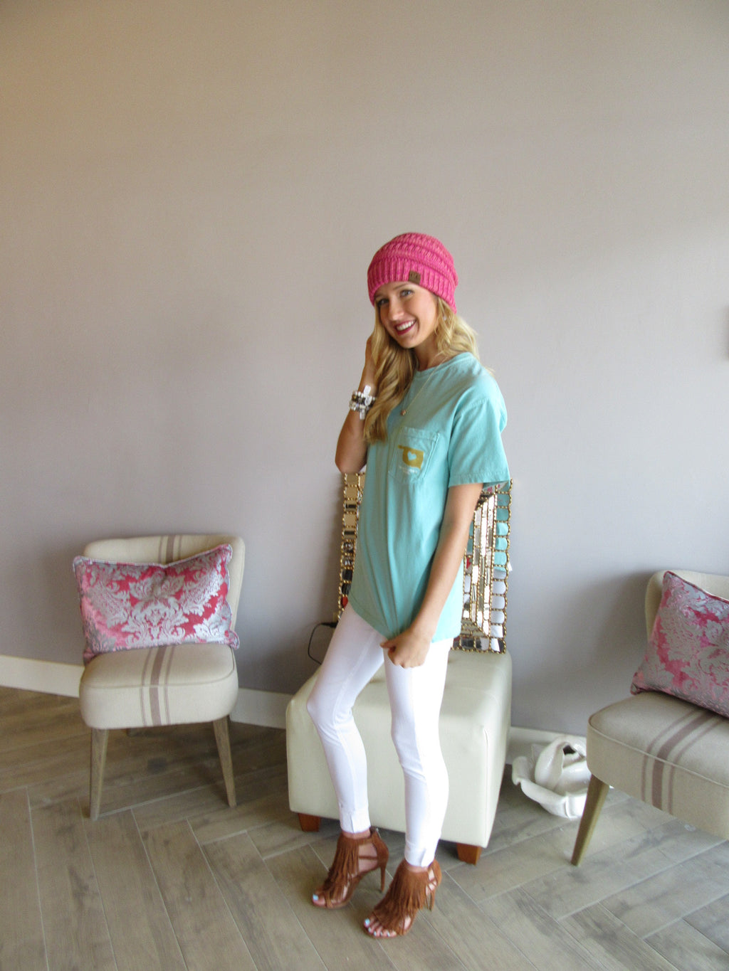 Floral OK Roots Comfort Colors Tee Top