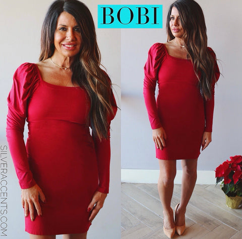 *BOBI SquareNeck PRIME Shirred Modal Jersey Dress