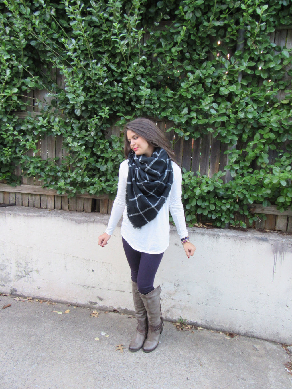 KATE Plaid Blanket Fringe Scarf