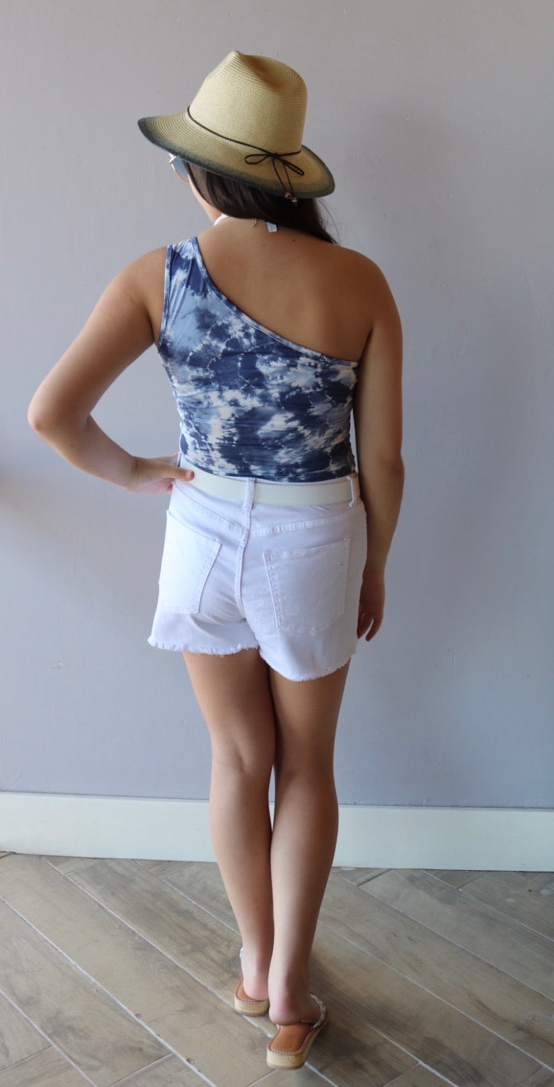 Peach Love California EXPRESSIONS OneShoulder Knit Tank Top