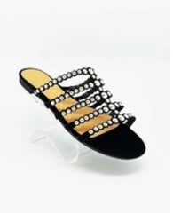Bamboo JOLIE Studded Scallop Flat Slides Sandal Shoes