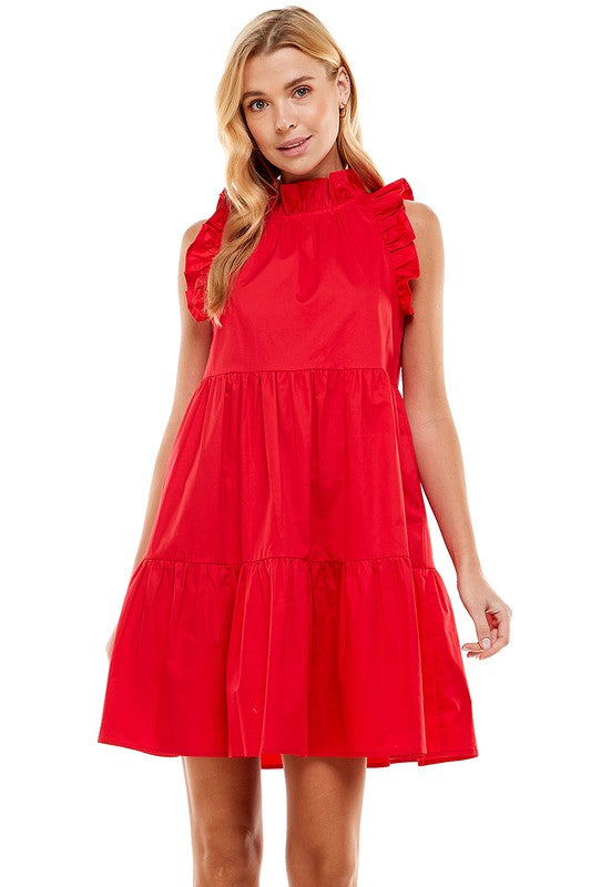 ROYAL HiNeck MutiTier Ruffle Dress