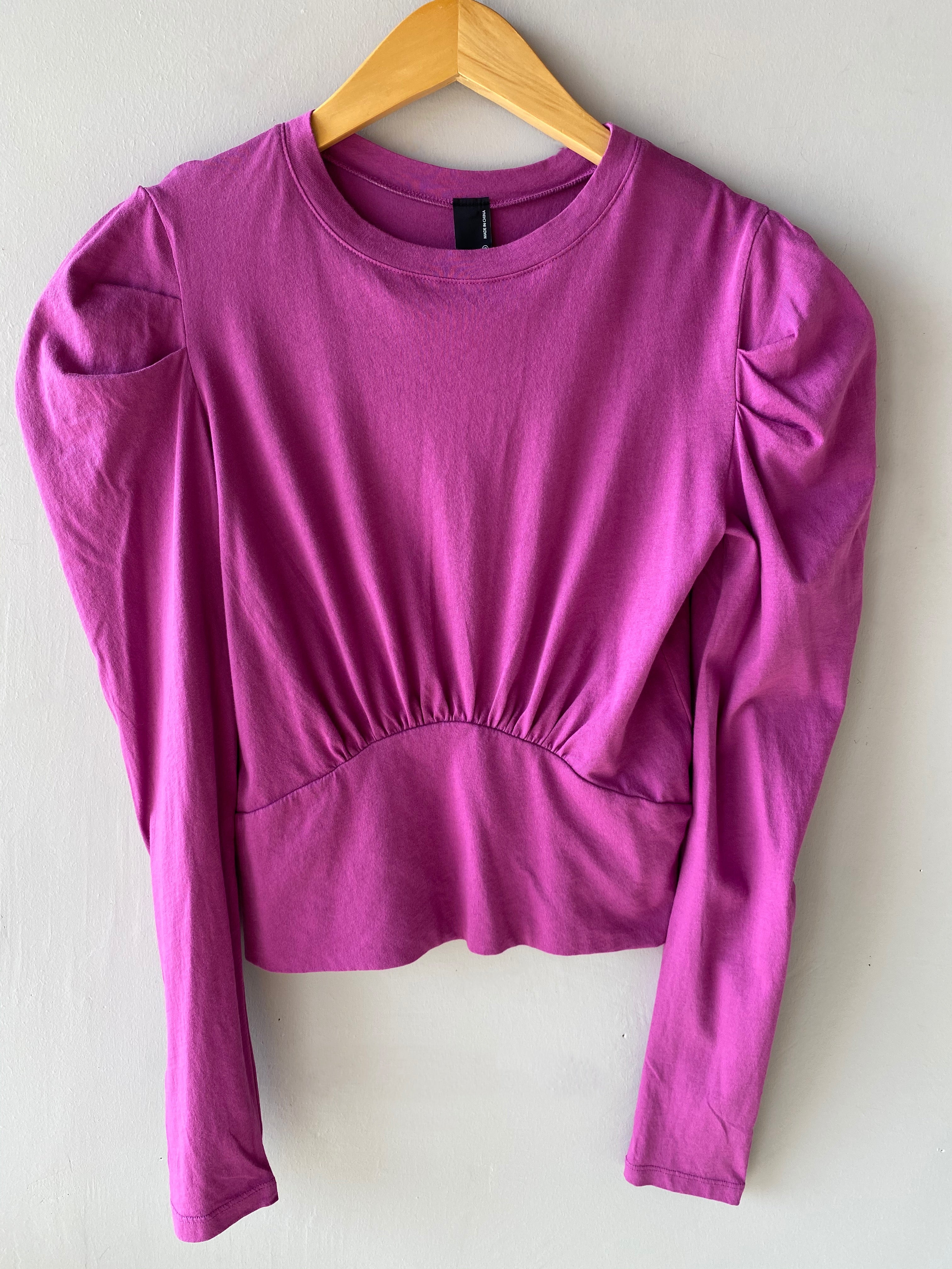 BOBI Puff Sleeve TACTIC Waist Crop Top