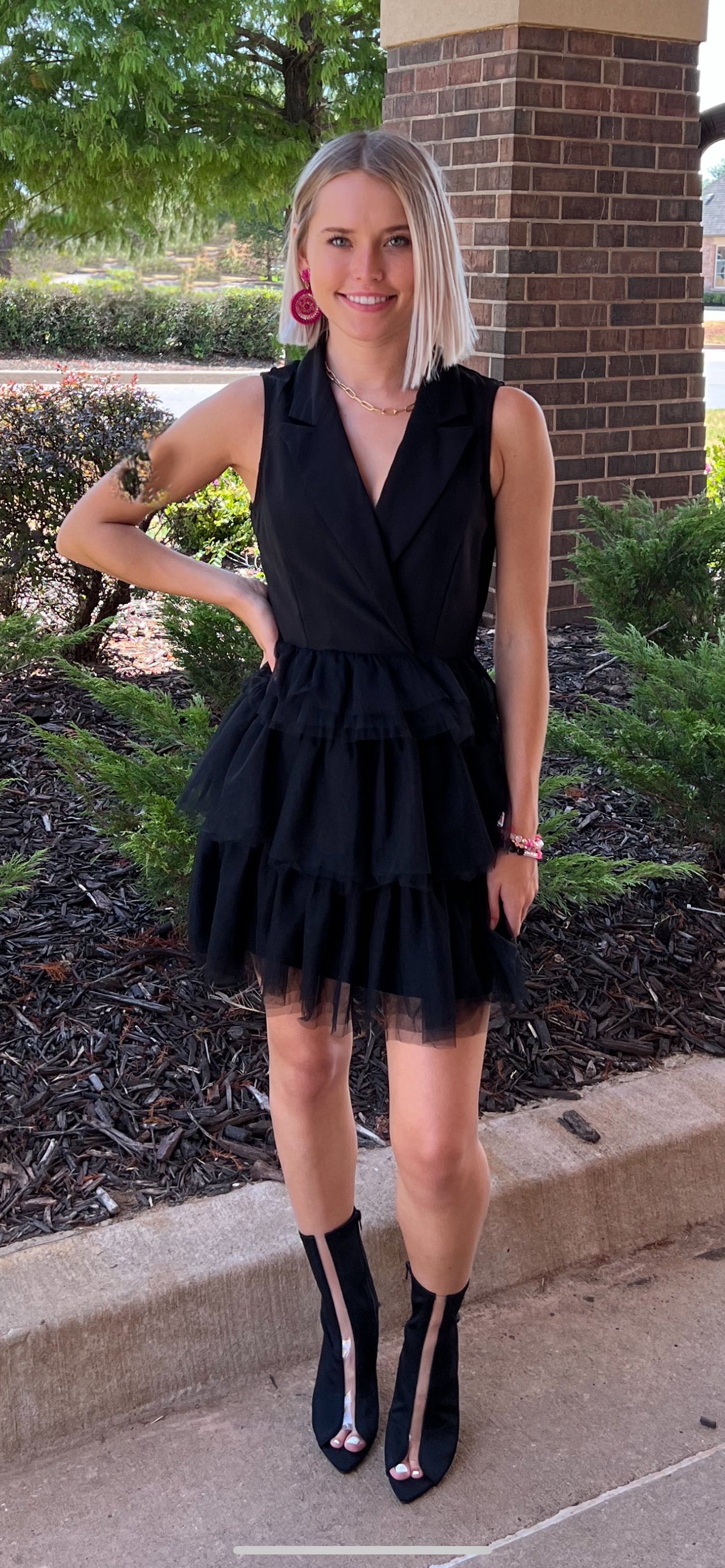 SHALLOW Collar Tiered Tank Dress