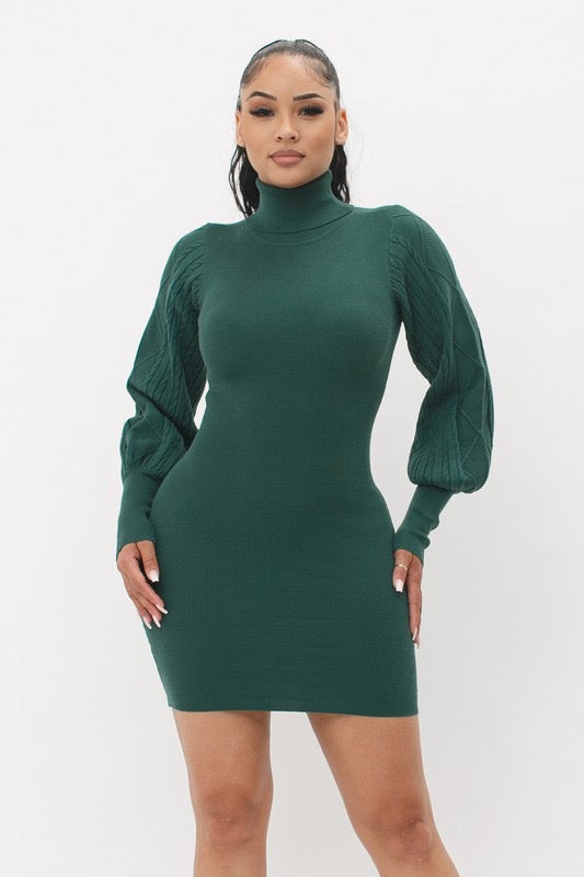 *SEASONS CableSleeve MockNeck Sweater Dress