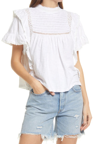 FREE PEOPLE Pin-tuck LE FEMME High Neck Top