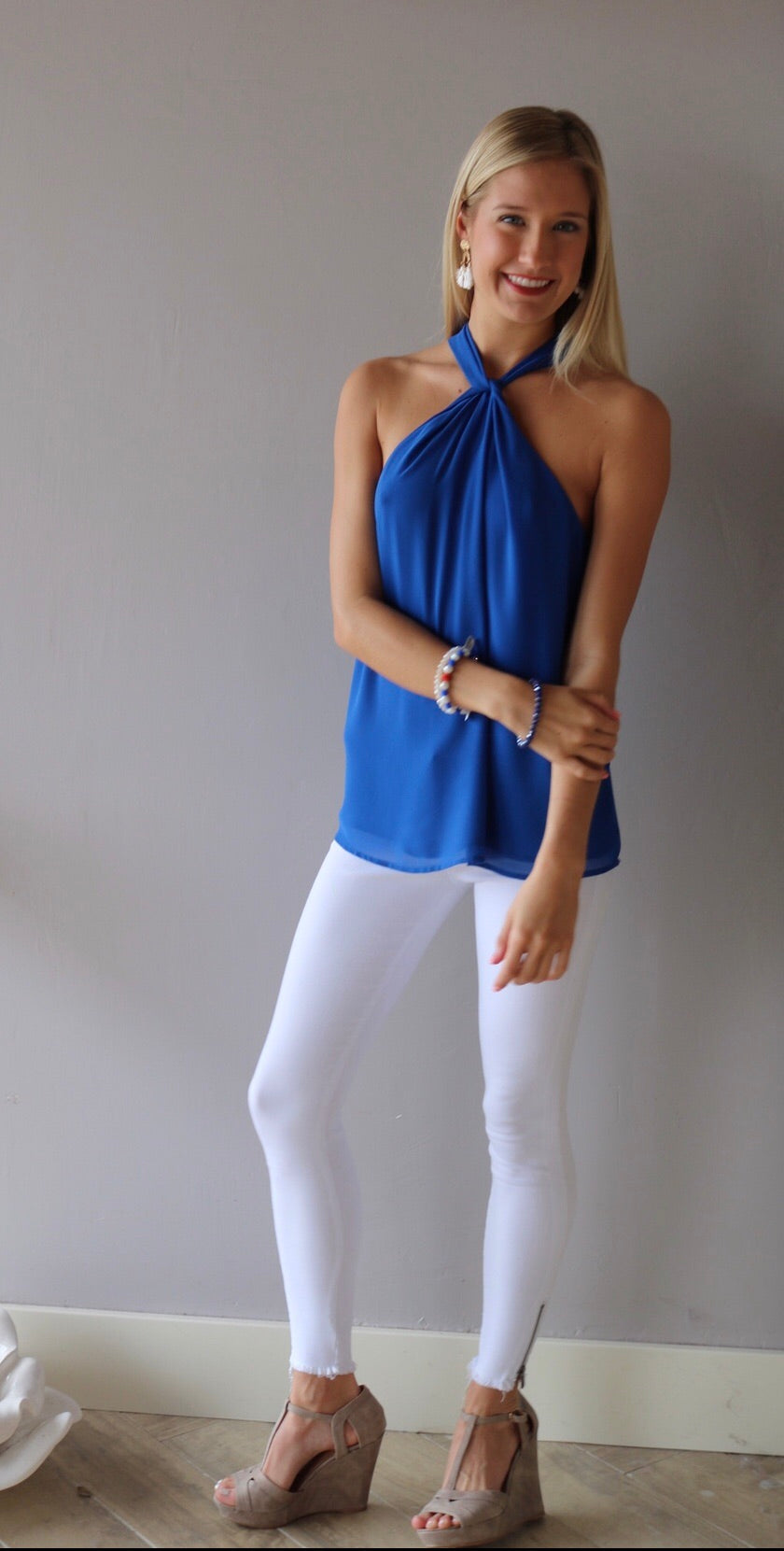 HI CLASS TwistFront Chiffon Halter Top