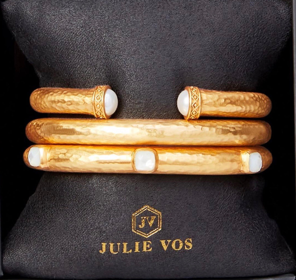 JULIE VOS Gold CATALINA Stone Hinge Bangle Bracelet