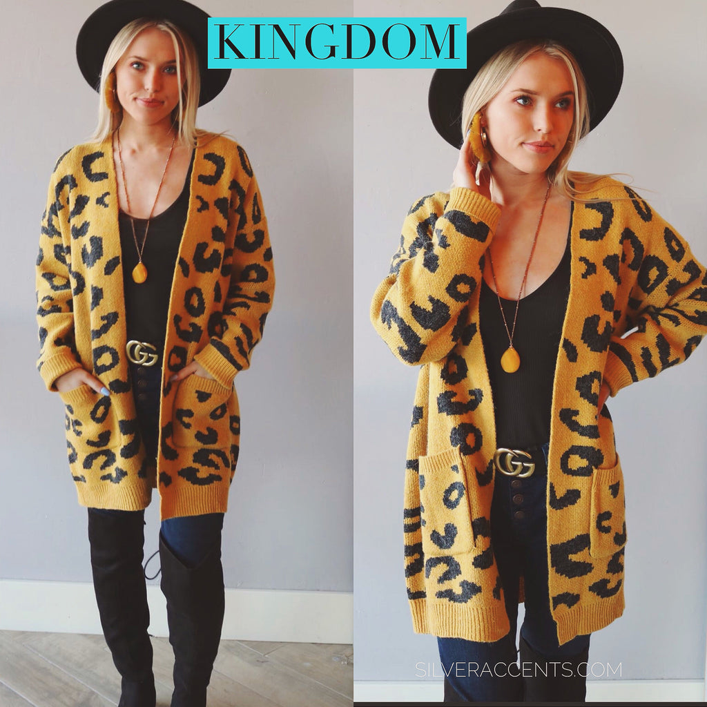 KINGDOM LeopardPrint Open Cardigan Sweater Top