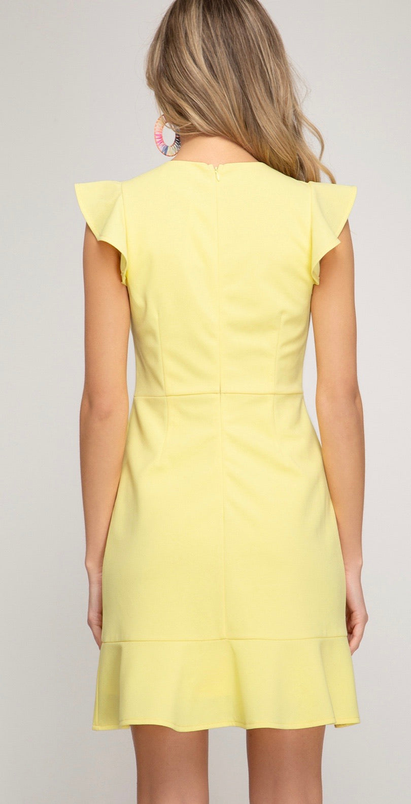 She&Sky CHAPTER RuffleSleeve FlounceHem StretchKnit Dress