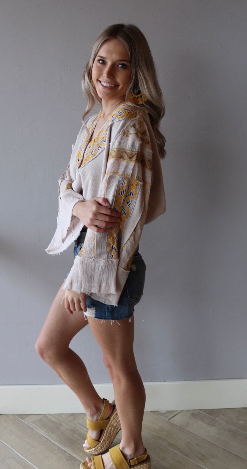 FREE PEOPLE Crochet V-Neck CROSS COUNTRY Top