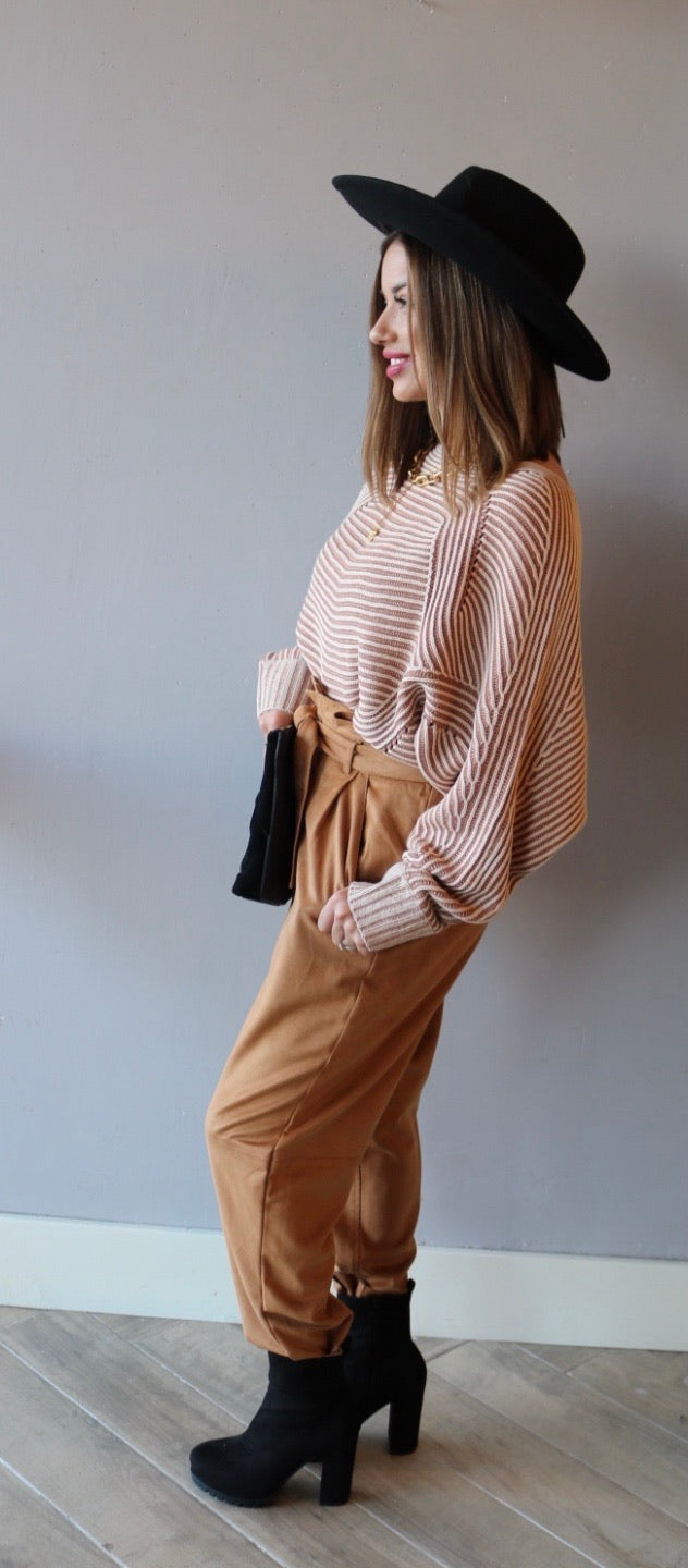 FREE PEOPLE VeganSuede NIGHTFALL PaperBag TieWaist Pant